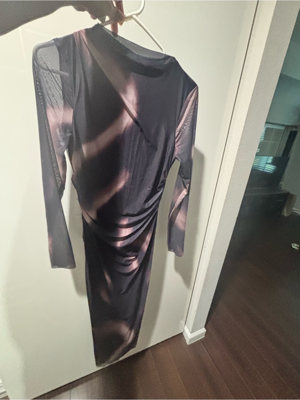 Purple Long Sleeve Ruched Bodycon Dress